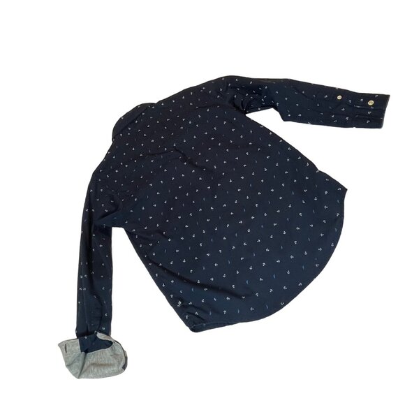 Nautica Boys' Anchor Print Button-Down Shirt Long Sleeve Navy Size M - Picture 6 of 6